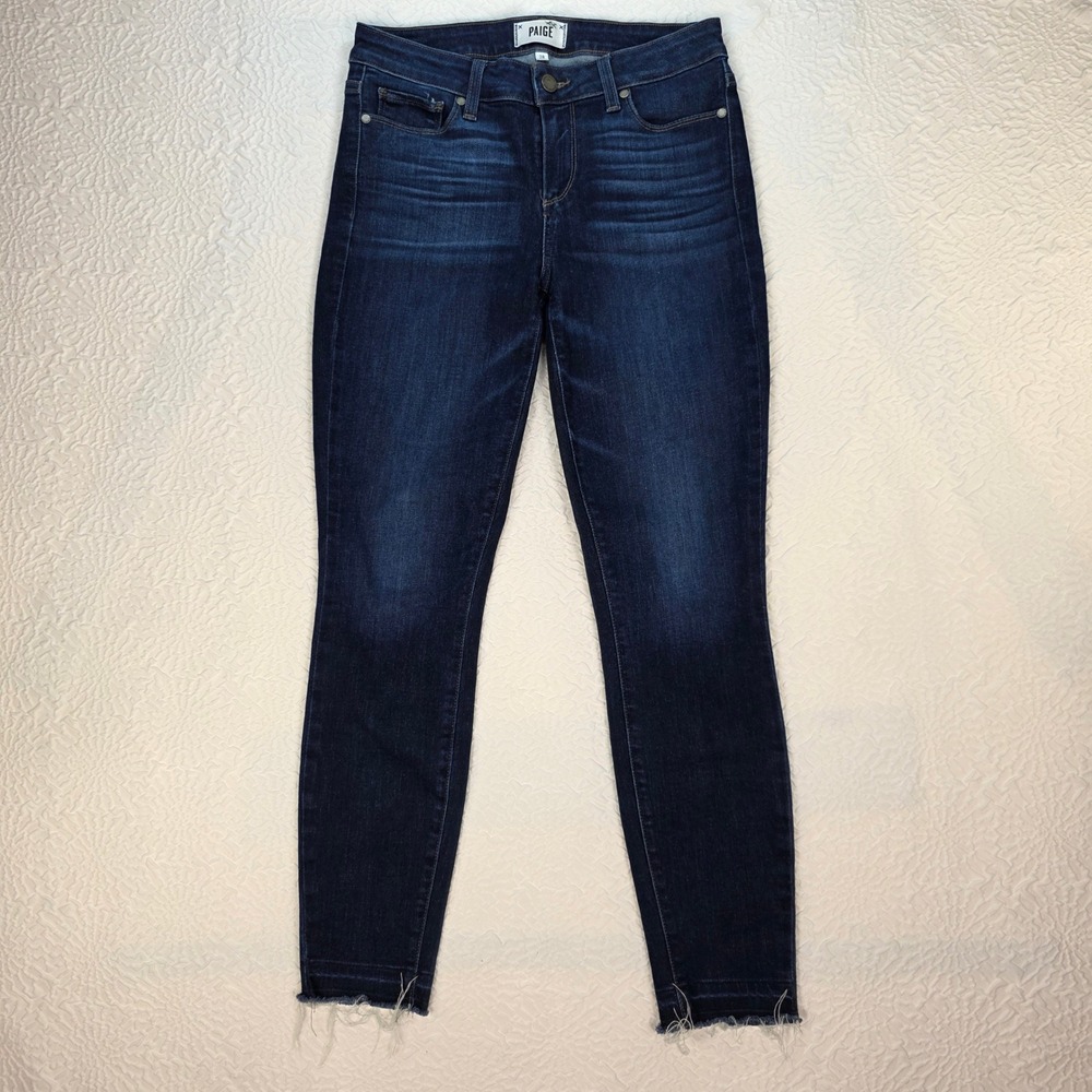 Paige Verdugo Ankle Skinny Jeans Indigo‎ Raw Hem Womens 28